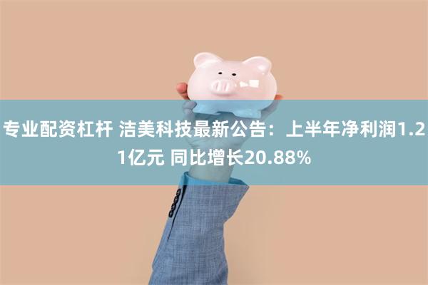 专业配资杠杆 洁美科技最新公告：上半年净利润1.21亿元 同比增长20.88%